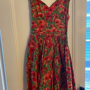 Floral Red and Green Dress
